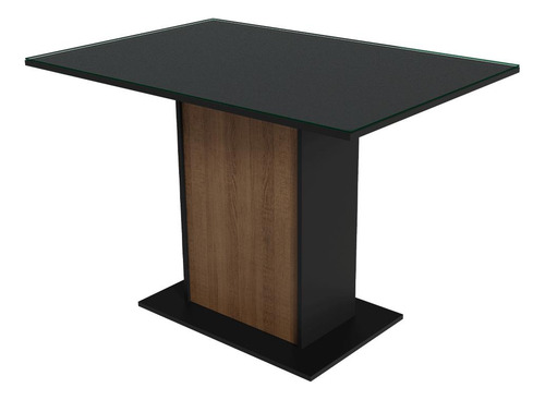 Sala De Jantar Mesa Tampo De Vidro 4 Cadeiras Camélia Madesa Cor Rustic/preto/sintético Preto