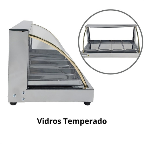 Estufa Vidro Curvo 4 Bandejas Inox Com Selo Do Inmetro 127v