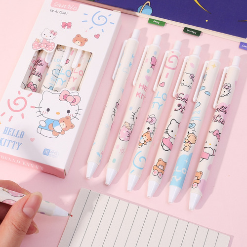 Conjunto De Canetas Hello Kitty Sanrio Press, 6 Peças De Can