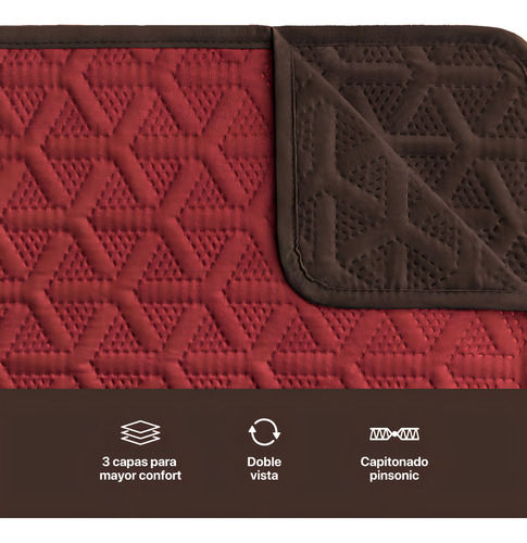 Cubresofá Real Textil Rojo - Café, Protector 3 Pzas ( Ch, M, G) Reversible, Doble Vista, Ajustable - Elige Tu Combinación Favorita