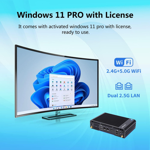 Vnopn Mini Pc Intel J4125 Windows 11 Pro Con Licencia, Mini