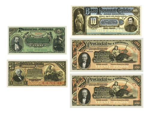 Colección Billetes Bonos Moneda Nacional Cordoba 1889