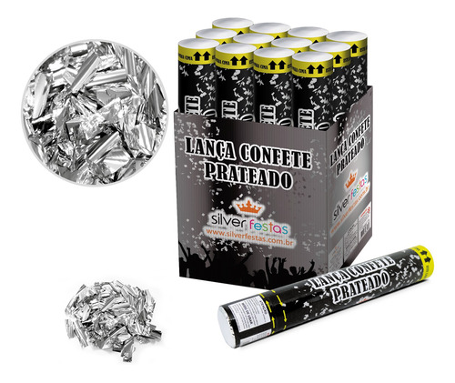 Lança Confete Chuva De Prata 30cm -silver Plastic- 4u Festas