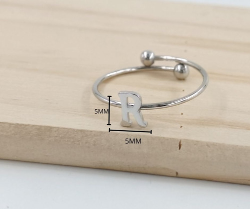 2 Uds De Anillos Con Inicial Acero Inoxidable Vie Or R Ajustable