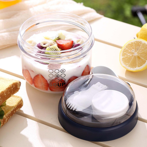 Taza De Ensalada Con Tapa Y Cuchara, Taza De Yogur,