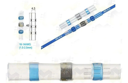 50 Conectores Termocontraible Suelda - 1.5 A 2.5 Mm2 Estaño 