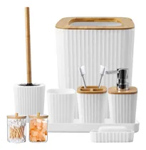 Comprar Juego De Accesorios De Baño, Juego De Baño De Bambú Blanco D