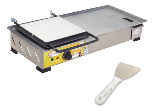 Chapa Elétrica P/ Lanches 70x30cm Inox Profissional + Brinde