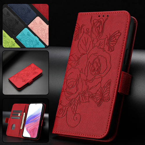 Funda De Piel Con Estampado De Rosas Para Motorola Serie G71, Función Atril, Cierre De Mariposa, Cartera, Ranuras Para Tarjetas, Bloqueo Rfid