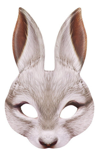Fiesta Cosplayeva Máscara De Animal De Conejo De Media Cara Color Blanco