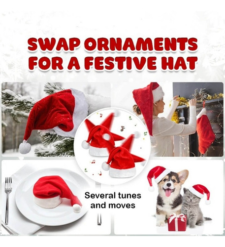 Sombrero Navideño D Sombrero Musical Navideño Gorro Eléctric