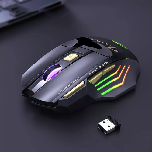 Mouse Gamer Sem Fio Recarregável Dis. 10 Metros Cor Preto