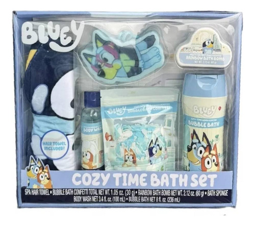 Set de baño Bluey Cozy Time con toalla para el pelo, baño