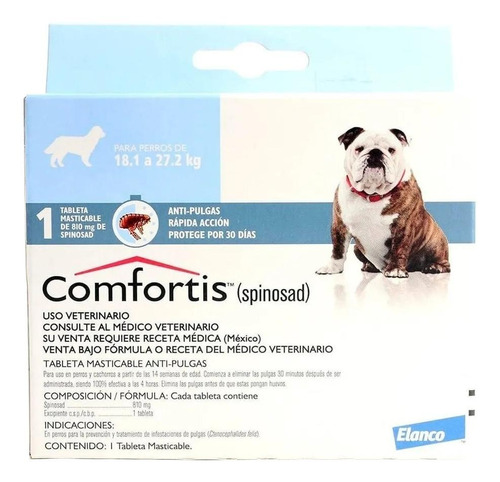 Comprimido antiparasitário para pulga Elanco Comfortis para cão y gato cor azul