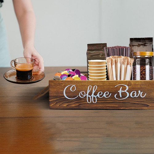 Organizador De Balcão De Cafeter Barra De Madeira