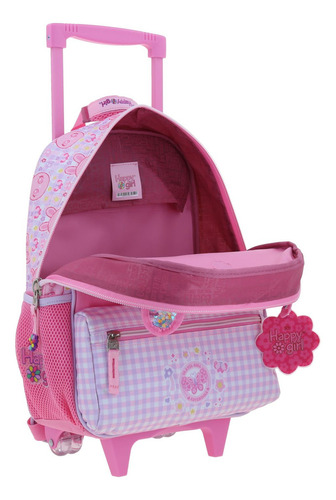 Mochila Con Ruedas Mediana Chenson Happy Girl Lepin Rosa Color Rosa Oscuro Diseño De La Tela Liso