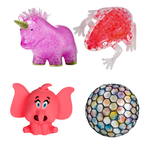 Kit Anti Stress Squishy Sapo Unicornio Elefante Bola 4 Pc