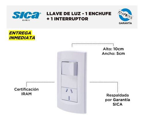Imagen 2 de 4 de Llave De Luz Armada Sica Línea Life Blanco Juego 10 Unidades