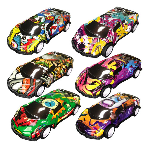 Kit De 6 Carrinhos Liga Leve Movidos A Fricção Com 3 Temas