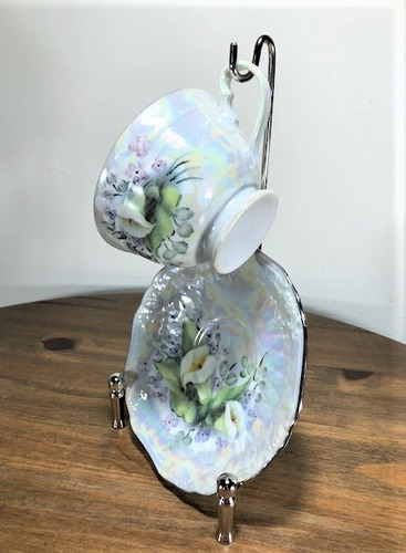 Imagem 3 de 7 de Enfeite Xicara Chá Com Suporte Bodas De Prata 25 Anos 24cm