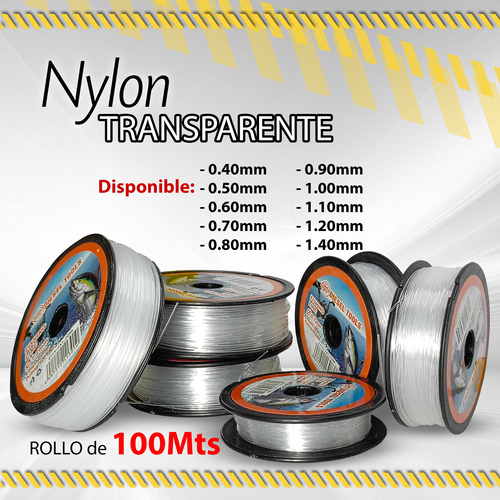 Nylon En Carrete Transparente 100mts / Medidas En La Imagen