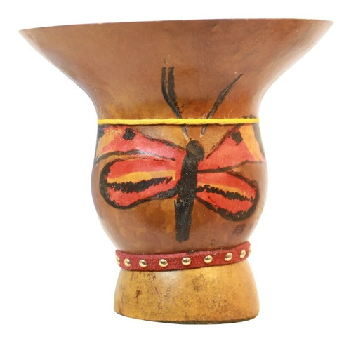 Mate Porongo Chico Pintado Y Tallado A Mano -güirá Ogá Mates
