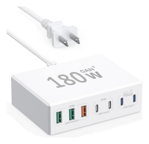 Cargador Usb C 180 W Gan Adaptador De Corriente Usb C Cargad