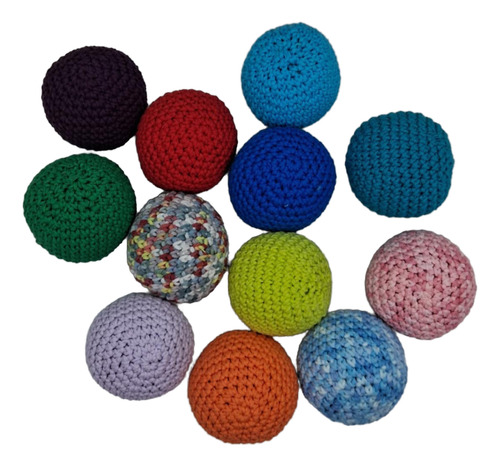 Esferas Estimulacion Pelotas Tejidas A Crochet Colores X 12
