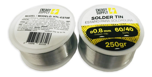 Imagen 2 de 7 de Estaño Para Soldadura Rollo 250gr 0.8mm 60/40 Diámetro 5.5cm