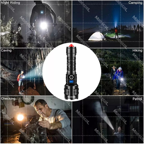 Lámpara Táctica 100000 Lúmenes Led Recargable Con Power Bank