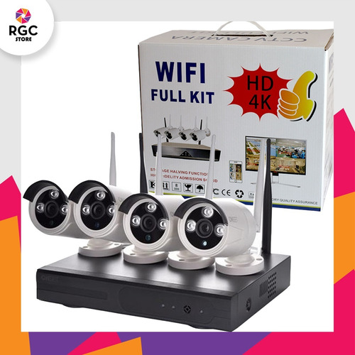Kit Seguridad 4 Camaras Inalambrico Hd Nvr Wifi Cctv Monitoreo Vigilancia