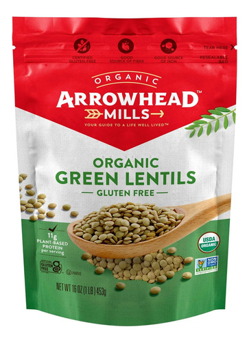 Arrowhead Mills Organic Green Lentils 453g