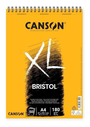 Block Xl Espiral Bristol A4 50h 180g Canson