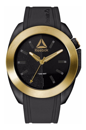 Reloj Reebok Drop Snatch Rd-dro-g2-pbib-b2 Hombre Color de la malla Negro Color del bisel Dorado Color del fondo Negro