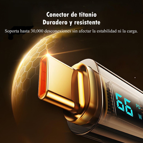 Cable Usb C Carga Rapida Con Pantalla Digital Cable Usb-a A Tipo C, Techwolf Cable De Datos Para Teléfonos Y Tabletas 1.2m