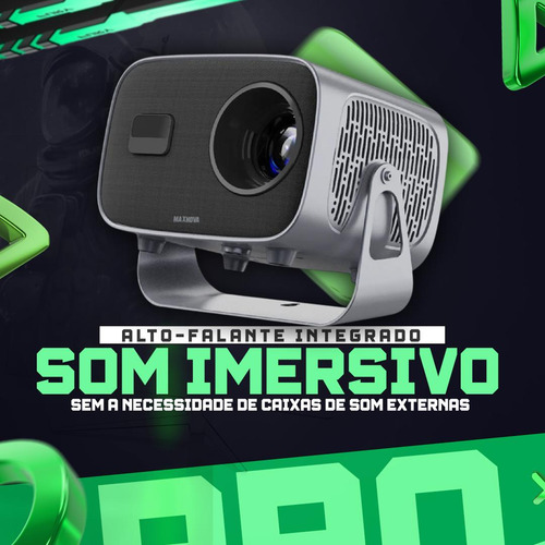 Projetor 4k Lcd Portátil Wifi Bluetooth Android 13 Full Hd Cor Preto
