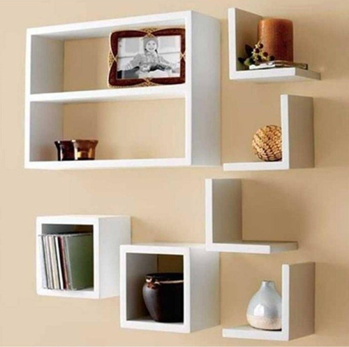 Kit 7 Peças Nichos Decorativos Prateleira Mdf Cubo L