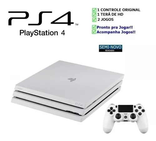 Ps4 Pro Branco 1tb Com Jogo Completo Garantia Nf-e