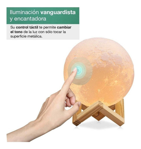 Luminaria Abajur 3d Led Lua Cheia Luz Noturna Infantil Toque