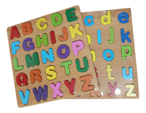 Juegos Didácticos De Madera Abecedario Set X2 Marrón Claro