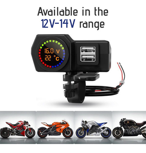 Adaptador De Cargador De Teléfono Usb Dual Para Motocicleta,