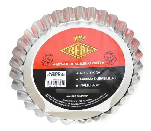 Molde Tarta Pastafrola Tartera Desmontable Aluminio Real 28 Color Plateado