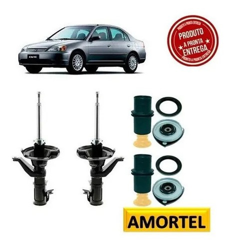 Imagem 1 de 6 de Par Amortecedores Dianteiros + Kits Honda Civic 2003 A 2005