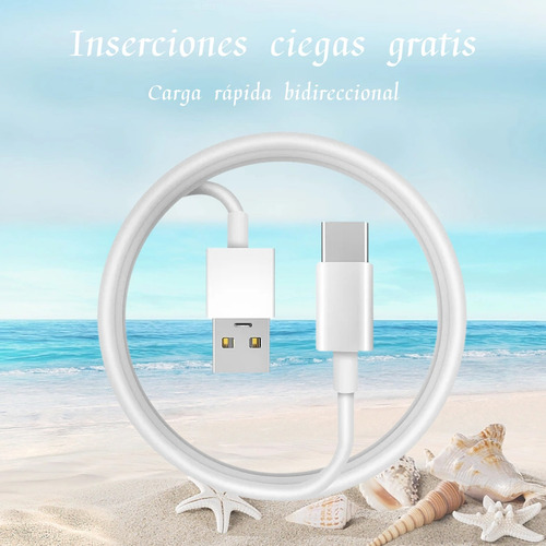 Cable Tipo C Duradero Usb Carga Rápida Turbo 3a 1m Blanco