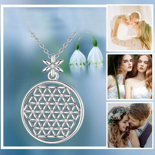 Imagen 2 de 6 de Dije Flor De La Vida + Cadena De Plata 925