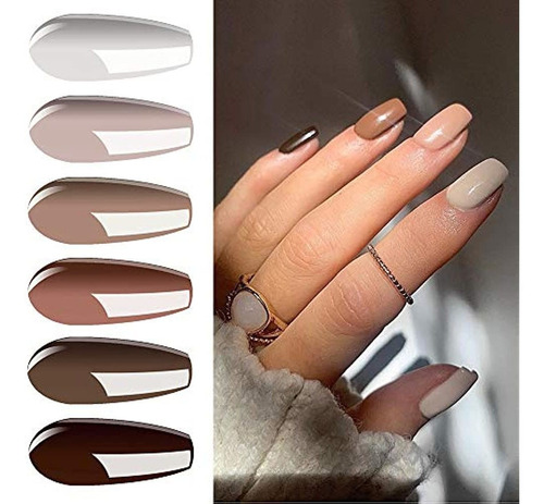 ~?vishine Gel Nail Polish Set De 6 Nude Beige Colors Uv Led