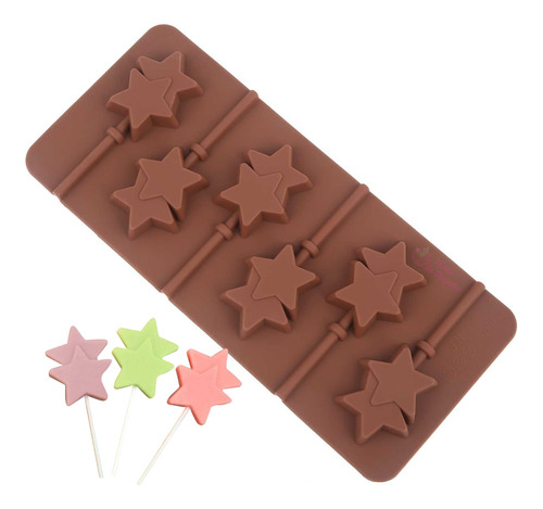 Molde De Silicona Chupetin Estrella Doble Star Lolly Pop X6 