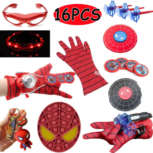 Nuevo Spider Man 16 Piezas Juguetes Cosplay Spiderman Guante