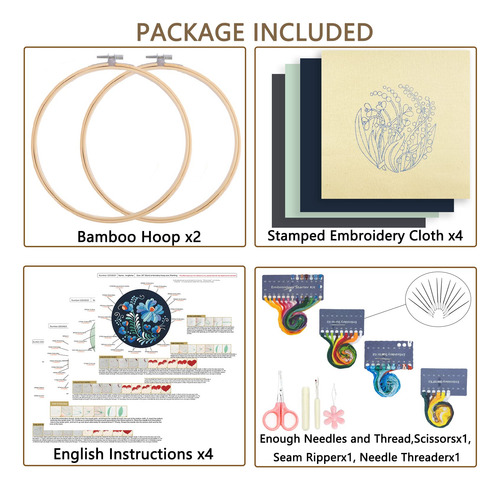 Kit De Bordado Picoey Modern Flower Heart Para Principiantes