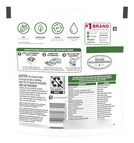 Detergente Lavavajillas Cascade Free & Clear 14 Cápsulas